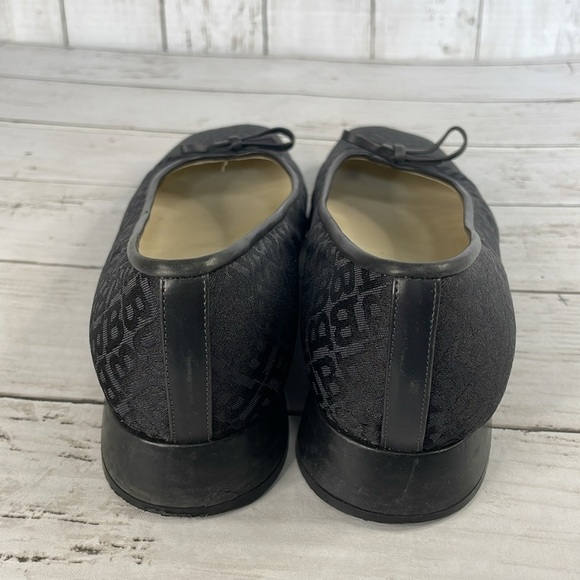 Bally Takawa Black Fabric Logo Pattern Bow Square Toe Flat - Picture 5 of 14